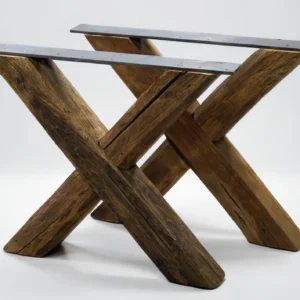 Rustic Oak A-Frame Table Legs, Reclaimed Wood Base, 70cm Height