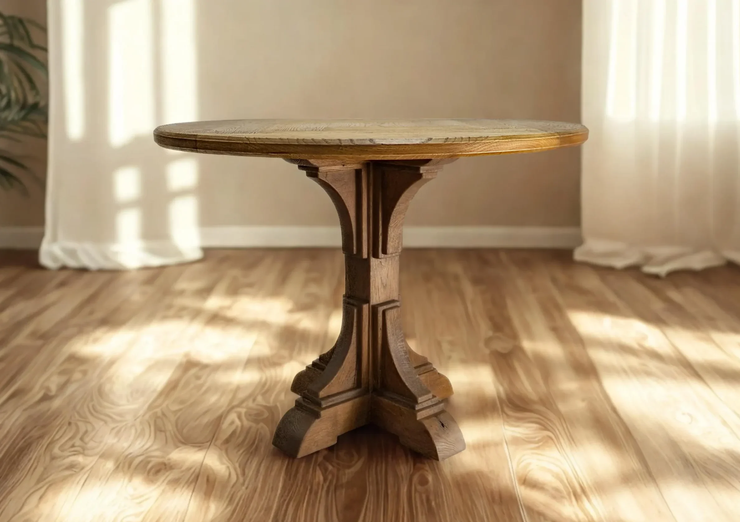 Round reclaimed wooden table || Rustic furniture || Vintage