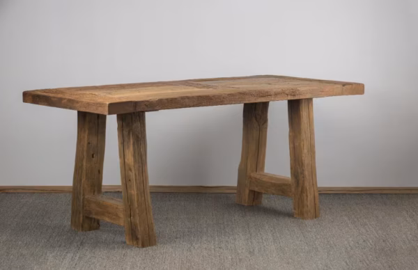 Reclaimed Oak Dining Table: Rustic Barn Wood, Handmade.