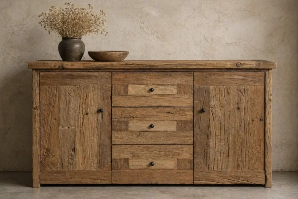 19th Century Solid Oak Dresser, Reclaimed Wood, Rustic Farmhouse Style Cabinet