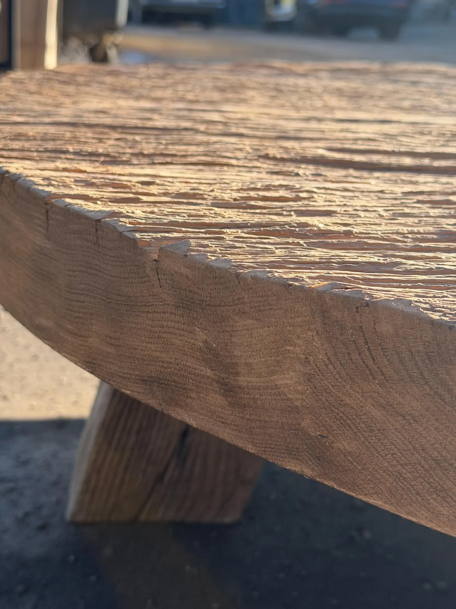 Handmade Rustic Oak Round Coffee Table | Solid Reclaimed Wood | Farmhouse Living Room Furniture - Image 4
